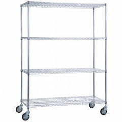 R & B Wire Products Linen Cart 4 Shelves 500 lbs. Weight Capacity Chrome Plated 5 Inch Casters, 2 Locking - M-952642-2847 - Each