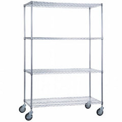 R & B Wire Products Linen Cart 4 Shelves 500 lbs. Weight Capacity Chrome Plated 5 Inch Casters, 2 Locking - M-952683-4593 - Each