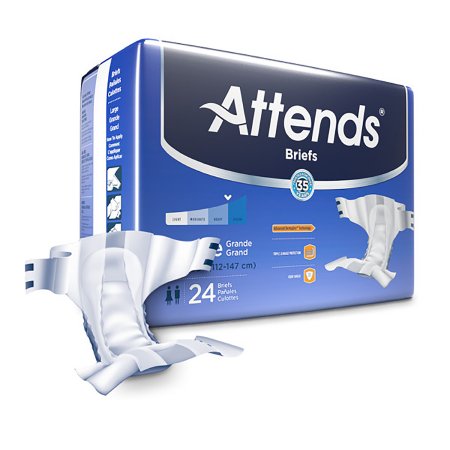 Attends Healthcare Products Unisex Adult Incontinence Brief Attends® Large Disposable Heavy Absorbency - M-955305-2444 - Case of 72