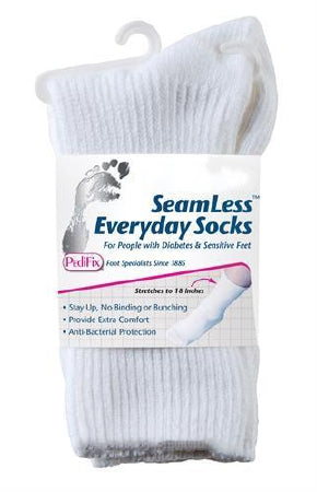 Pedifix Diabetic Socks SeamLess™ Calf High X-Large White Closed Toe