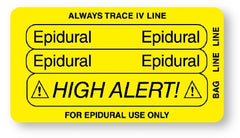 United Ad Label Drug Label UAL™ Anesthesia Label Epidural High Alert Yellow 3/14 X 1-3/4 Inch - M-955965-2820 - Each