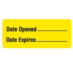 Market Lab Inc Pre-Printed / Write On Label Communication Fill In Yellow Paper Date Opened _______ / Date Expires______ Black Quality Control Label 31/50 X 1-1/2 Inch - M-956004-1148 - Box of 1000