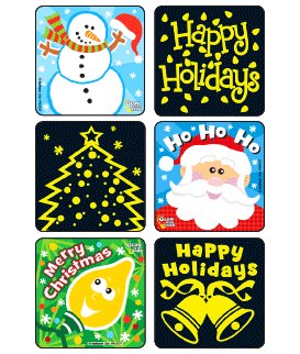 Medibadge Kids Love Stickers® 75 per Unit Merry Christmas Glow-In-The-Dark , Assorted Sticker