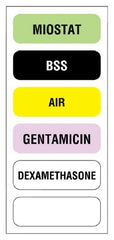 United Ad Label Pre-Printed Label UAL™ Anesthesia Label Multicolored Flexible Paper Miostat Bss Air Gentamicin Dexamethasone Black / White Medication Name 1/2 X 1-1/2 Inch - M-956486-1735 - Box of 25