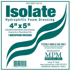 MPM Medical Foam Dressing MPM Isolate 4 X 5 Inch Rectangle Non-Adhesive without Border Sterile