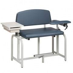 Clinton Industries Blood Drawing Chair with Drawer Lab X Series Bariatric Extra Tall Single Adjustable Flip Up Armrest Slate Blue