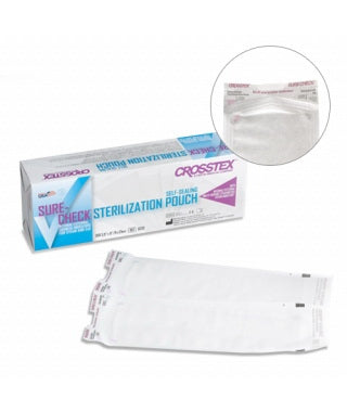 Crosstex Sterilization Pouch Sure-Check® Ethylene Oxide (EO) Gas / Steam 3-1/2 X 22 Inch Self Seal Paper