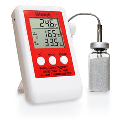Streck Laboratories Digital Laboratory Thermometer Temp-Chex® Digital II Celsius -50° to 200°C Bottle Probe Desk / Wall / Door Mount Battery Operated