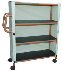 MJM International Linen Cart with Cover Wood Tone 3 Shelves 125 lbs. per Shelf Weight Capacity PVC 4 Inch Twin Casters - M-959585-2259 - Each