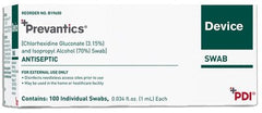 Professional Disposables Device Swab Prevantics® 3.15% / 70% Strength CHG (Chlorhexidine Gluconate) / Isopropyl Alcohol Individual Packet NonSterile