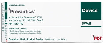 Professional Disposables Device Swab Prevantics® 3.15% / 70% Strength CHG (Chlorhexidine Gluconate) / Isopropyl Alcohol Individual Packet NonSterile