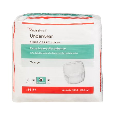 Cardinal Unisex Adult Absorbent Underwear Sure Care™ Ultra Pull On with Tear Away Seams X-Large Disposable Heavy Absorbency - M-959987-1564 - Case of 56