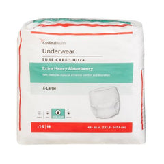 Cardinal Unisex Adult Absorbent Underwear Sure Care™ Ultra Pull On with Tear Away Seams X-Large Disposable Heavy Absorbency - M-959987-2625 - Pack of 14