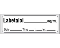 Shamrock Scientific Drug Label Shamrock Anesthesia Label LABETALOL _____ mg / ml / Date _____ Time _____ Int. _____ White 1/2 X 1 Inch - M-960084-4897 - Each