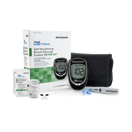 Blood Glucose Meter McKesson TRUE METRIX® 4 Second Results Stores Up To 500 Results with Date and Time Auto Coding