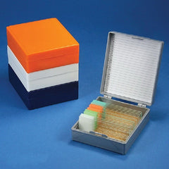 Globe Scientific Slide Storage Box Globe® Scientific Blue ABS Plastic / Cork 25 Slide Capacity