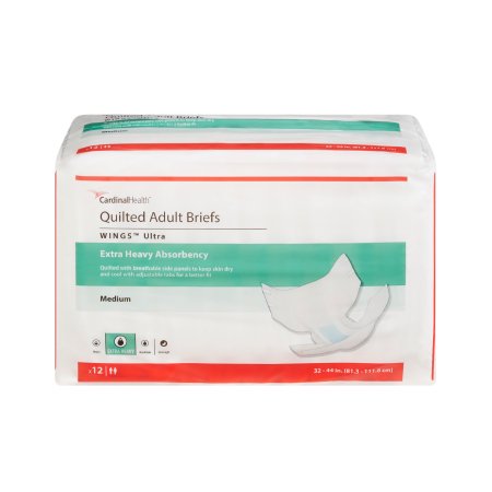 Cardinal Unisex Adult Incontinence Brief Wings™ Ultra Medium Disposable Heavy Absorbency - M-960580-2348 - Case of 96