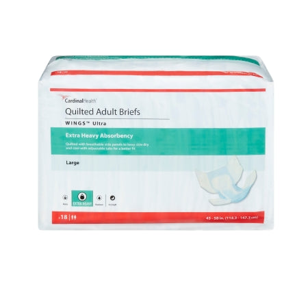 Cardinal Unisex Adult Incontinence Brief Wings™ Ultra Large Disposable Heavy Absorbency - M-960581-2460 - Case of 72