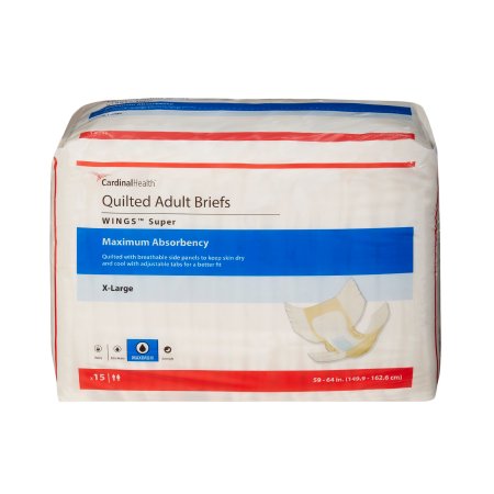 Cardinal Unisex Adult Incontinence Brief Wings™ Super X-Large Disposable Heavy Absorbency - M-960585-2772 - Case of 60