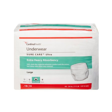 Cardinal Unisex Adult Absorbent Underwear Sure Care™ Ultra Pull On with Tear Away Seams Large Disposable Heavy Absorbency - M-960587-1915 - Case of 72