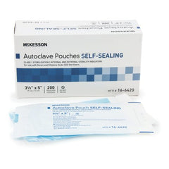 Sterilization Pouch McKesson Ethylene Oxide (EO) Gas / Steam 3-1/2 X 5 Inch Transparent Blue / White Self Seal Paper / Film