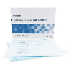 Sterilization Pouch McKesson Ethylene Oxide (EO) Gas / Steam 12 X 15 Inch Transparent Blue / White Self Seal Paper / Film