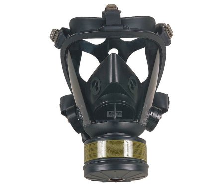 Grainger Survivair Opti-Fit™ Gas Mask NIOSH Full Face 5 Point Adjustable Head Strap Medium Black