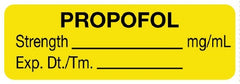United Ad Label Drug Label UAL™ Anesthesia Label Propofol Strength_mg/mL Exp Dt tm_ Yellow 1/2 X 1-1/2 Inch - M-962154-3053 - Each