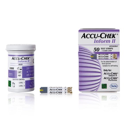Roche Diagnostics Blood Glucose Test Strips Accu-Chek® Inform II 50 Strips per Box Tiny 0.6 microliter drop For ACCU-CHEK® Inform II Meter