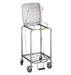 R & B Wire Products Hamper Stand Rolling Square Opening Foot Pedal Self-Closing Lid - M-962794-1194 - Each