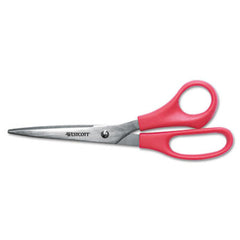 Westcott® Value Line Stainless Steel Shears, 8" Long, 3.5" Cut Length, Red Straight Handle