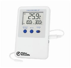 Fisher Scientific Digital Refrigerator / Freezer Thermometer with Alarm Fisherbrand™ Traceable® Refrigerator/Freezer Ultra™ Fahrenheit / Celsius -58° to +158°F (-50° to +70°C) Bullet Probe Battery Operated