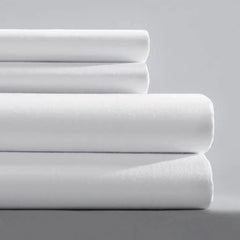 Standard Textile Bed Sheet Flat 81 X 115 Inch White Cotton 60%/ Polyester 40% Reusable