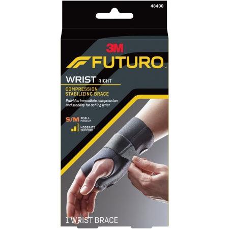 3M Wrist Brace Futuro™ Compression Stabilizing Low Profile Aluminum / Nylon / Polyester / Polyethylene / Spandex / Silicone Right Hand Black Small / Medium