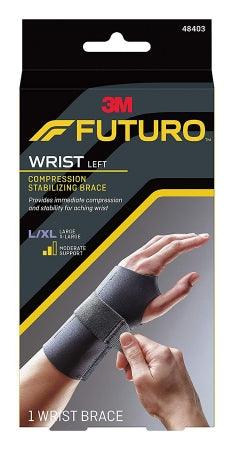 3M Wrist Brace Futuro™ Compression Stabilizing Low Profile Aluminum / Nylon / Polyester / Polyethylene / Spandex / Silicone Left Hand Black Large / X-Large