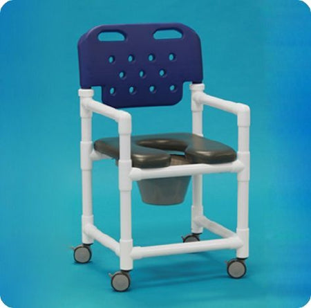 IPU Commode / Shower Chair Economy Fixed Arm PVC Frame With Backrest