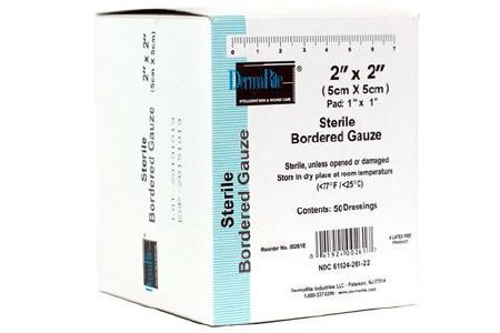 DermaRite Industries Adhesive Dressing DermaRite® Bordered Gauze 2 X 2 Inch Gauze Square White Sterile
