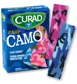 Medibadge Adhesive Strip Curad® 3/4 X 3 Inch Plastic Rectangle Kid Design (Camp Camo) Sterile
