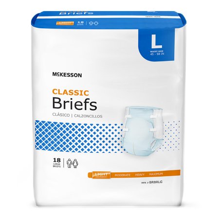 Unisex Adult Incontinence Brief McKesson Classic Large Disposable Light Absorbency - M-973139-4395 - Case of 72