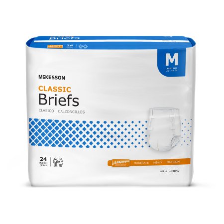 Unisex Adult Incontinence Brief McKesson Classic Medium Disposable Light Absorbency - M-973142-2212 - Case of 96