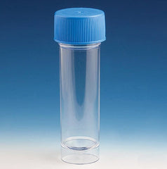 Globe Scientific Centrifuge Tube Conical Bottom, Skirted Plain 20 X 90 mm 30 mL Blue Screw Cap Polystyrene Tube