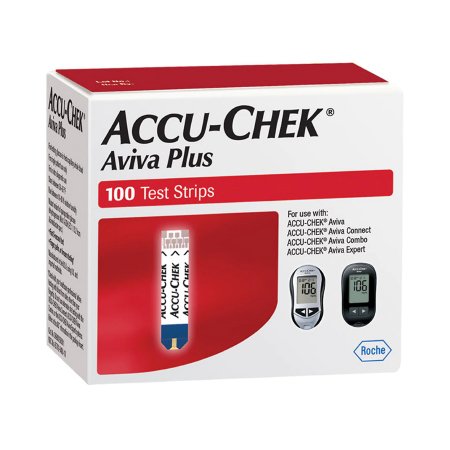 Roche Diabetes Care Blood Glucose Test Strips Accu-Chek® Aviva Plus 100 Strips per Box Tiny 0.6 microliter drop For Accu-Chek® Aviva , Accu-Chek® Aviva Connect , Accu-Chek® Aviva Combo , Accu-Chek® Aviva Expert Meters