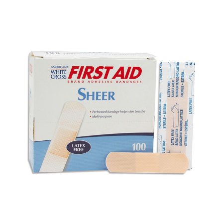 Dukal Adhesive Strip American® White Cross 3/4 X 3 Inch Plastic Rectangle Tan Sterile