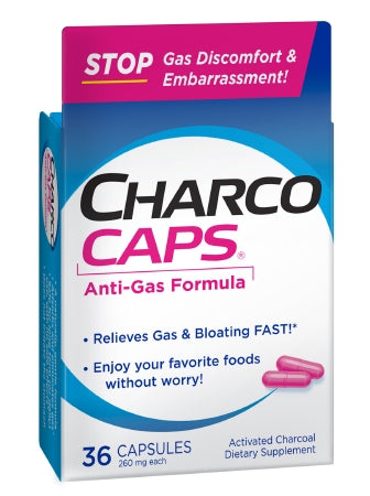 Emerson Healthcare Gas Relief CharcoCaps® 260 mg Strength Capsule 36 per Box