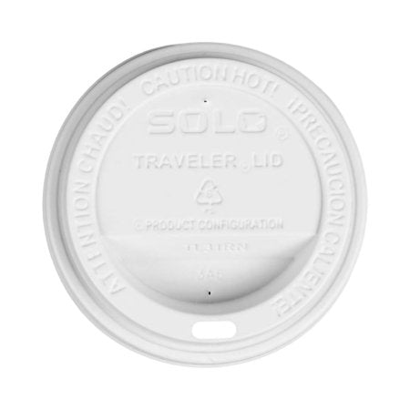 Solo Cup Dome Lid Traveler® White, Polystyrene, Sip Hole, Hot Applications