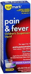 Children's Pain Relief sunmark® 160 mg / 5 mL Strength Acetaminophen Oral Suspension 4 oz.