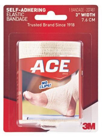 3M Elastic Bandage 3M™ ACE™ 3 Inch Width X 5.3 Foot Standard Compression Self-adherent Closure Tan NonSterile