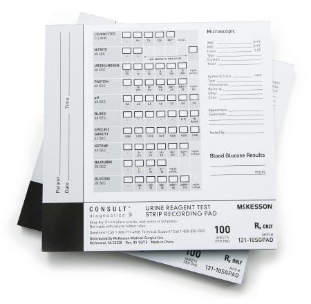 Urine Reagent Test Strip Recording Pad McKesson Consult™ For use with McKesson CONSULT® 10SG Urine Reagent Strips (MFR # 121-10SG)