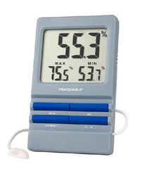 Cole-Parmer Inst. Digital Thermometer / Hygrometer with Alarm Traceable® Fahrenheit / Celsius -58° to +158°F (-50° to +70°C) External Probe Desk / Wall Mount Battery Operated