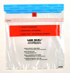 Elkay Plastics Specimen Transport Bag with Document Pouch Lab-Seal® Tamper-Evident 10 X 10 Inch LDPE Adhesive Closure Biohazard Symbol / Storage Instructions NonSterile